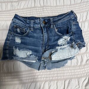 American Eagle Outfitters Blue Distressed Jean Shorts